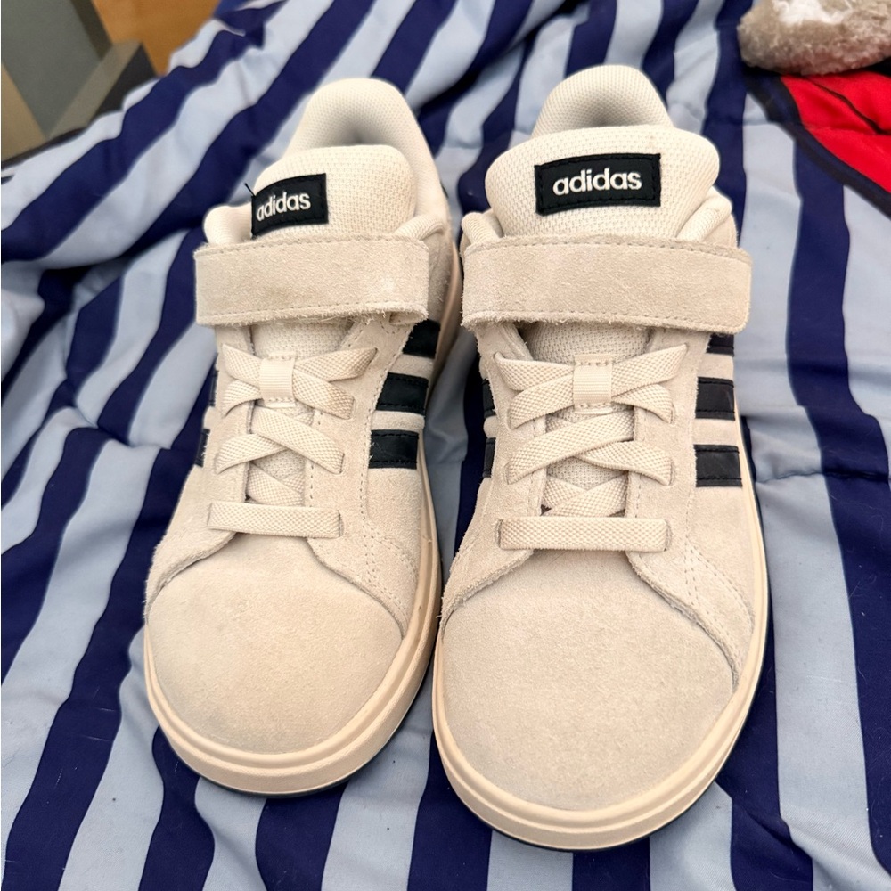 Adidas Kids Cream and Black Sneakers